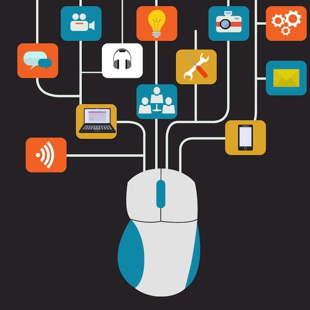A digital illustration depicting various biometric sensors (keyboard, mouse, smartphone) feeding data into a central analysis hub, highlighting real-time behavioral pattern recognition for security.