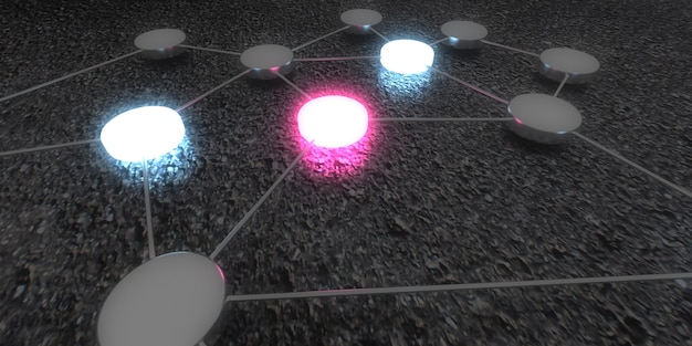 A visual representation of a network with strategically placed decoys represented as glowing nodes, highlighting how they attract and trap malicious actors while the legitimate network remains secure.