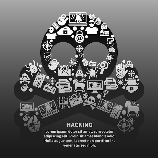 A detailed graphic depicting various types of cyber threats, such as phishing, malware, ransomware, and DDoS attacks, with icons representing each threat connected to a central digital network, emphasizing the interconnectedness and complexity of cybersecurity challenges.
