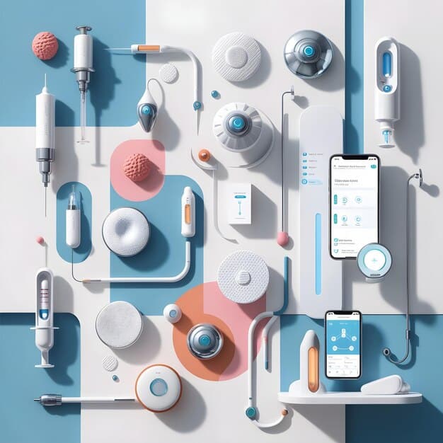 A detailed graphic illustrating various types of IoT devices (smart thermostats, security cameras, medical devices) being targeted by cyberattacks. The graphic includes data flow lines representing the potential for data breaches and unauthorized access.
