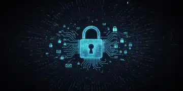 AI brain securing a digital padlock, symbolising advanced cybersecurity against AI phishing threats.