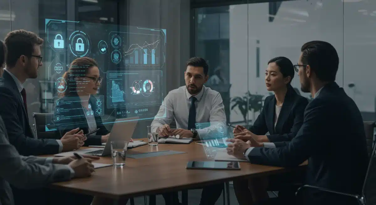 Business team undergoing cybersecurity training to combat AI phishing.