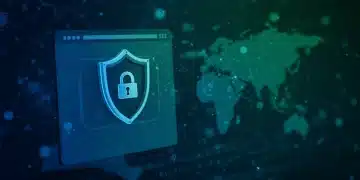 Shield icon over browser interface, symbolising robust data protection for US users.
