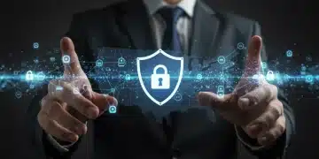 Digital shield protecting data networks over a US map, symbolising increased digital privacy concerns and protection efforts.