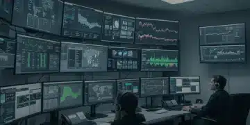 Cybersecurity analysts monitoring threat intelligence in a security operations centre for healthcare.