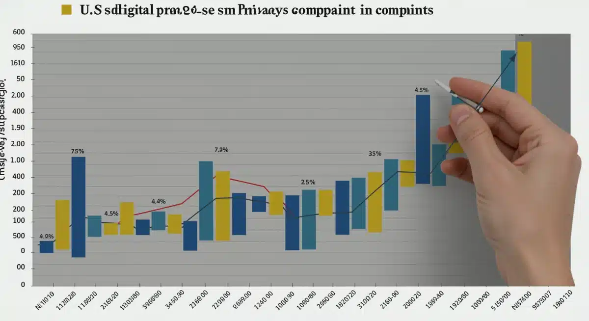 Bar chart showing a significant increase in digital privacy complaints in the United States over recent months.