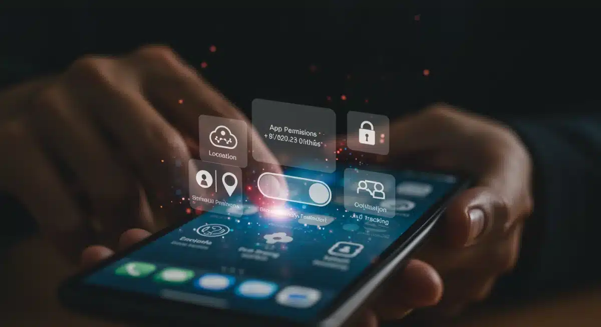 Smartphone screen showing advanced privacy settings for data control and app permissions.