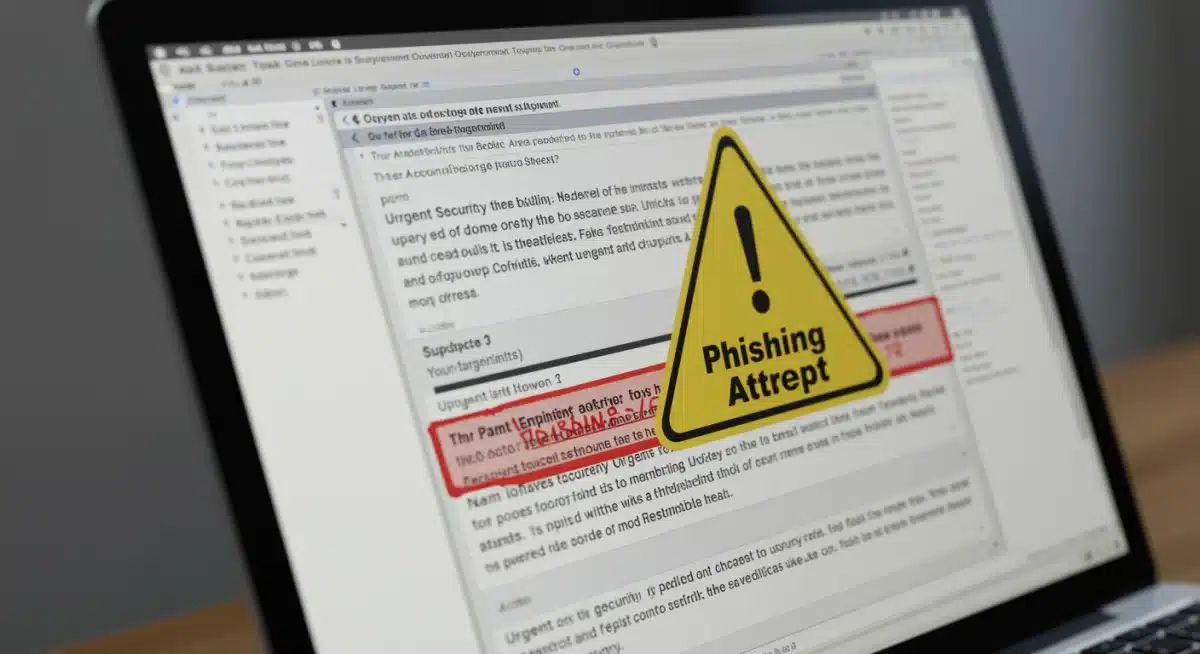 Phishing email on computer screen targeting government official.