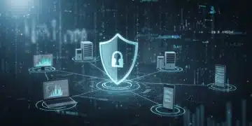 Secure network with EDR protection, digital shield safeguarding business endpoints.