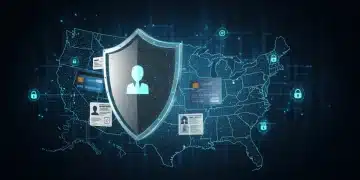 Digital shield protecting personal data over a US map, symbolising new data privacy laws.