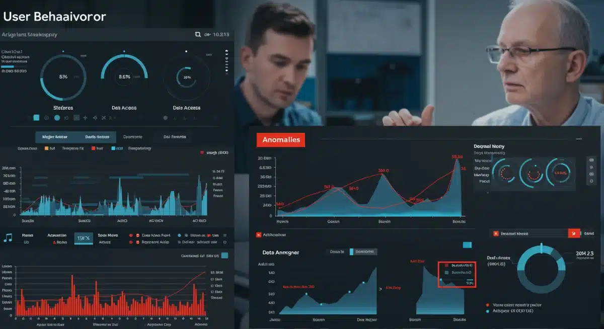 Dashboard showing user behaviour analytics with highlighted anomalies.
