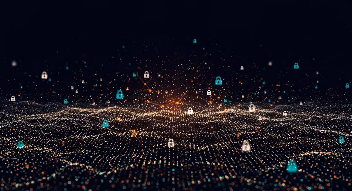 Artificial intelligence algorithms analysing network data for proactive threat detection.