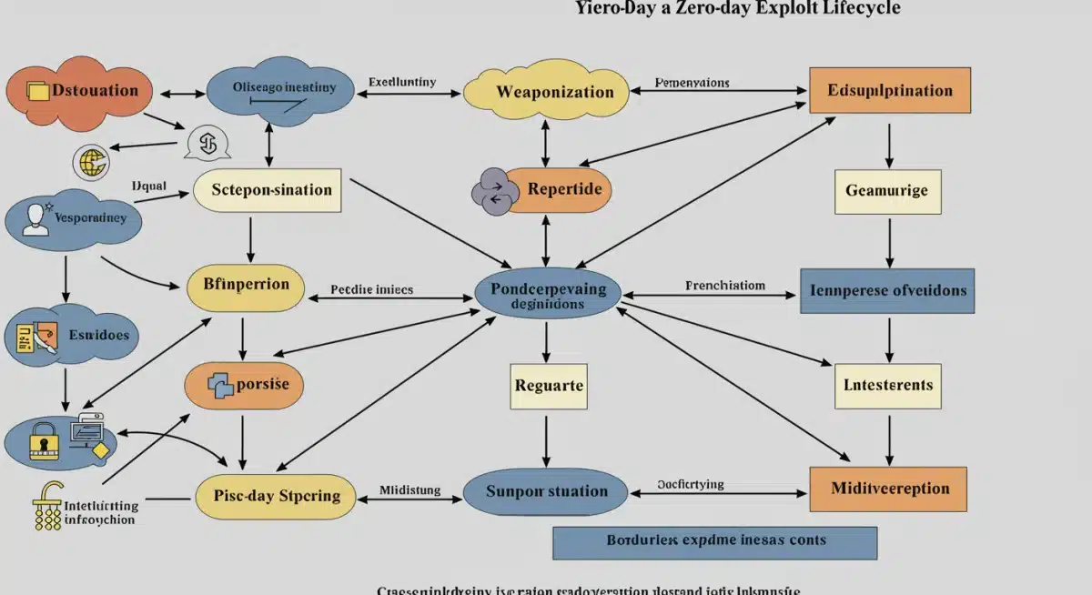 Flowchart depicting the lifecycle and mitigation strategies of a zero-day exploit.