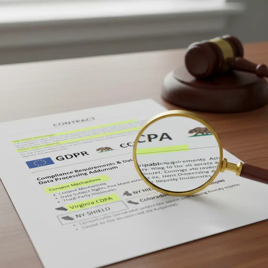Legal documents showcasing various US data privacy regulations and compliance requirements for data breach notification.