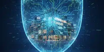 AI-powered digital shield protecting small businesses from cyber threats.