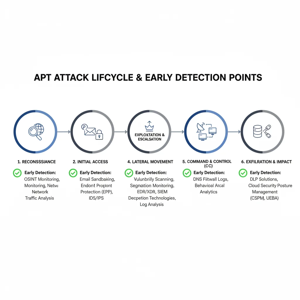 APT attack lifecycle and early detection points