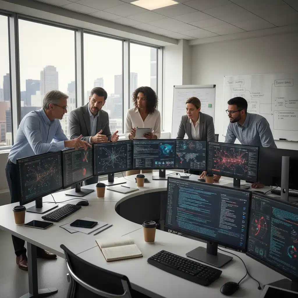 Cybersecurity team collaborating on incident response and recovery planning.