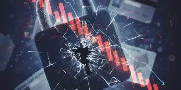 Financial impact of digital privacy breaches on consumers, with a broken digital lock and declining financial charts.