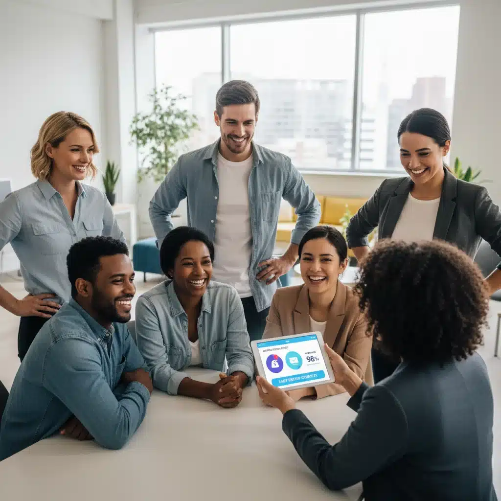 Small business owners confidently reviewing cybersecurity reports with an expert.