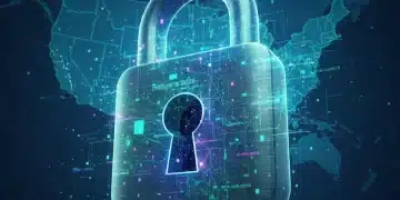 Digital lock icon over a data network, representing digital privacy for Americans in 2026.