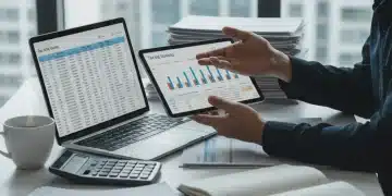 Persona analizando gráficos financieros y documentos para optimización fiscal de inversiones en España.