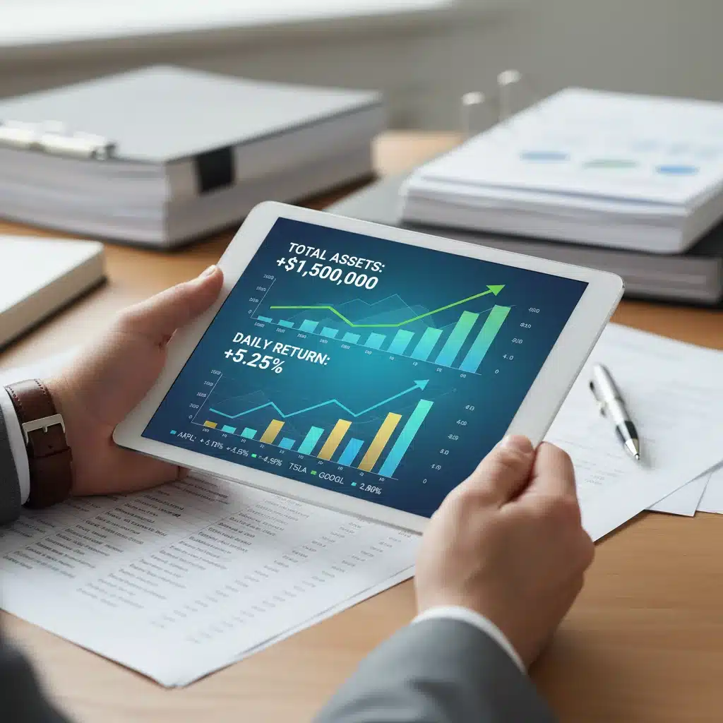 Persona analizando un gráfico de rendimiento de un fondo de inversión en una tablet.