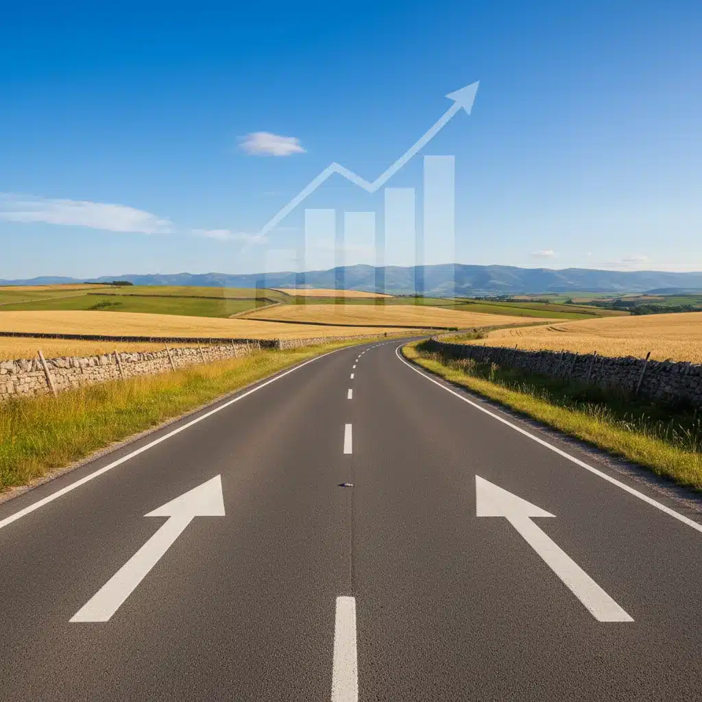 Carretera larga que se pierde en el horizonte, simbolizando una inversión a largo plazo y una estrategia bien definida.