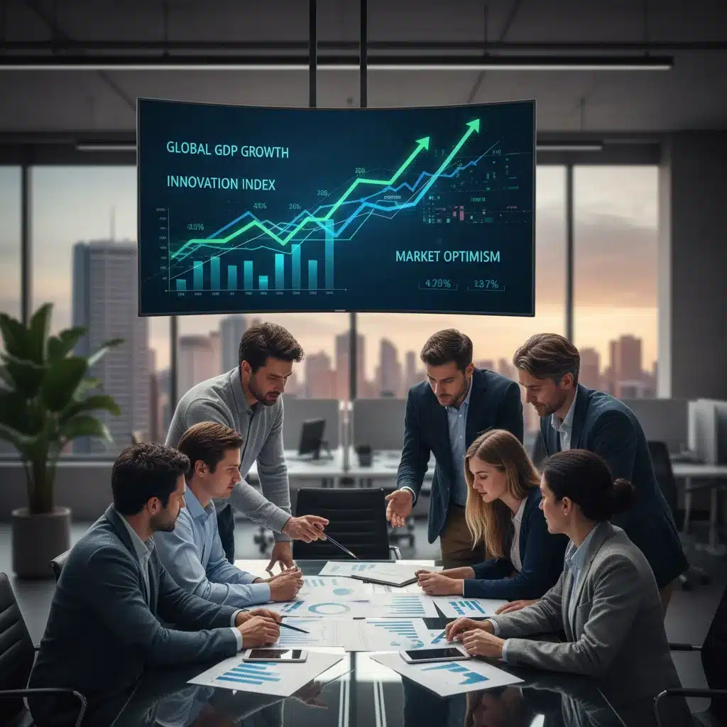 Profesionales colaborando, representando la sinergia de los sectores económicos que impulsan el PIB español.