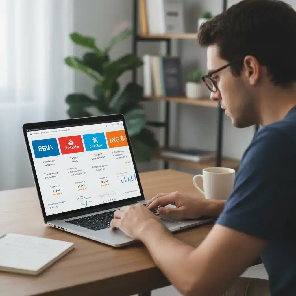 Persona comparando ofertas de cuentas de ahorro online en un portátil