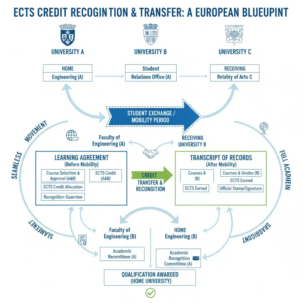 Diagrama de flujo del proceso de reconocimiento de créditos ECTS entre universidades europeas