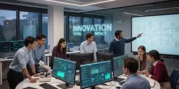 Estudiantes de doctorado colaborando en un proyecto de investigación con impacto social