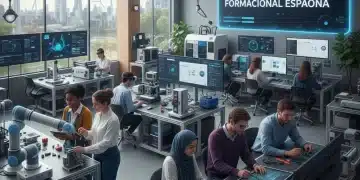 Jóvenes en taller de FP, futuro profesional España