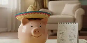 Hucha con sombrero en mapa de España, simbolizando el ahorro para emergencias.