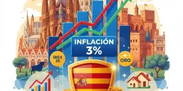 Inflación España: Estrategias de Inversión para Proteger tu Capital Gráfico de inflación en España con escudo protector y símbolos de inversión