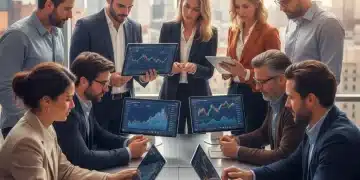 Pequeños inversores analizando gráficos en plataformas de inversión online en España.