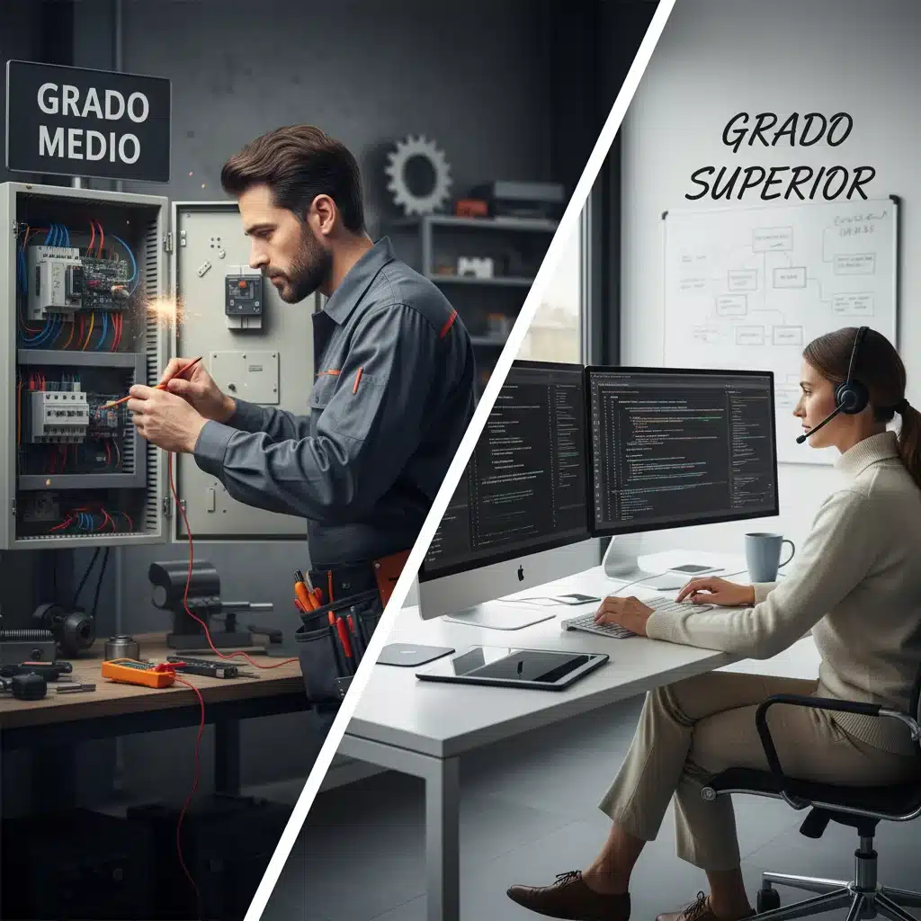 Comparativa de perfiles profesionales de Grado Medio y Grado Superior