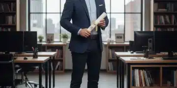 Hombre sonriente sosteniendo un diploma de FP, simbolizando el reconocimiento de su experiencia laboral.
