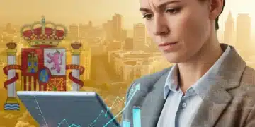 Gráfico financiero con tendencias alcistas y la bandera de España, simbolizando la protección del ahorro frente a la inflación.