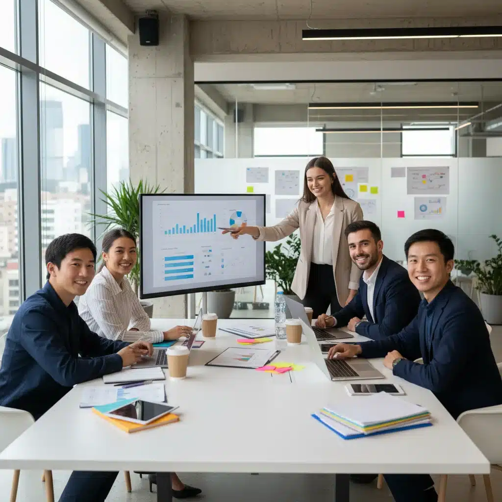Jóvenes profesionales colaborando en un entorno de oficina moderno tras completar su formación profesional.